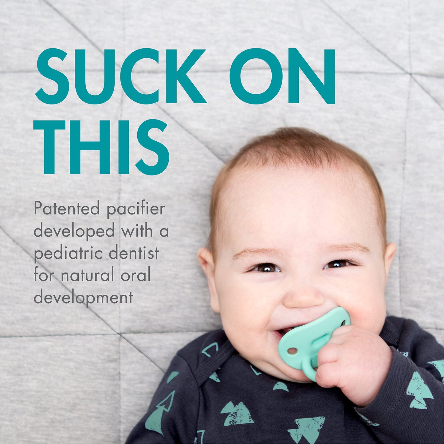 Tomy Jewl Silicone Orthodontic Pacifier - Baby Pacifier with Soothing Gem-Shaped Nipple - Comfortable Baby Pacifiers Support Natural Oral Muscular Development - Blue - 4 Count - 3-6 Months