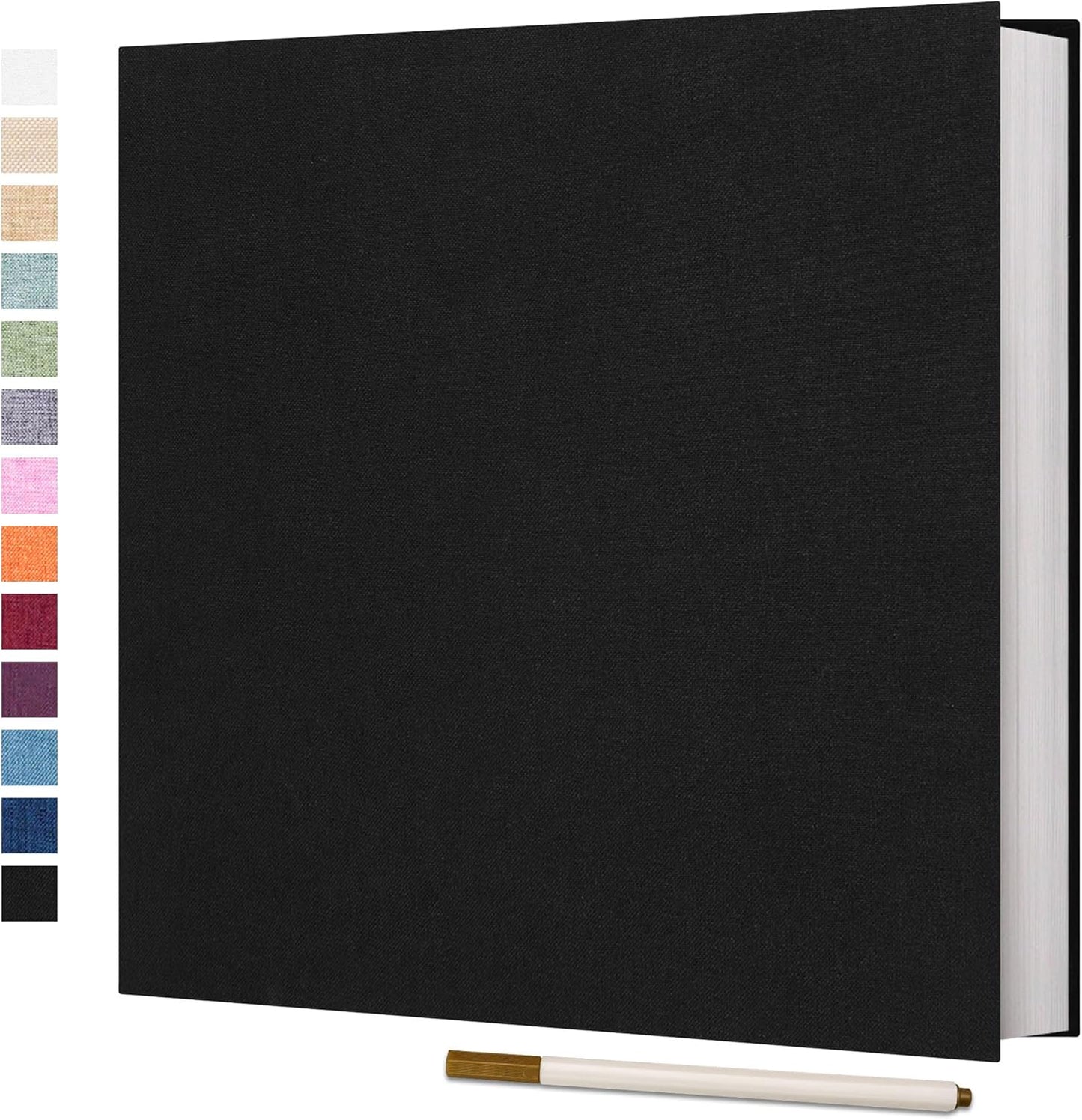 Vienrose Photo Album Self Adhesive 4x6 5x7 3x5 8x10 10x12 Scrapbook Album DIY Scrap Book with A Metallic Pen (13"x12.6" 60 Pages, Black)