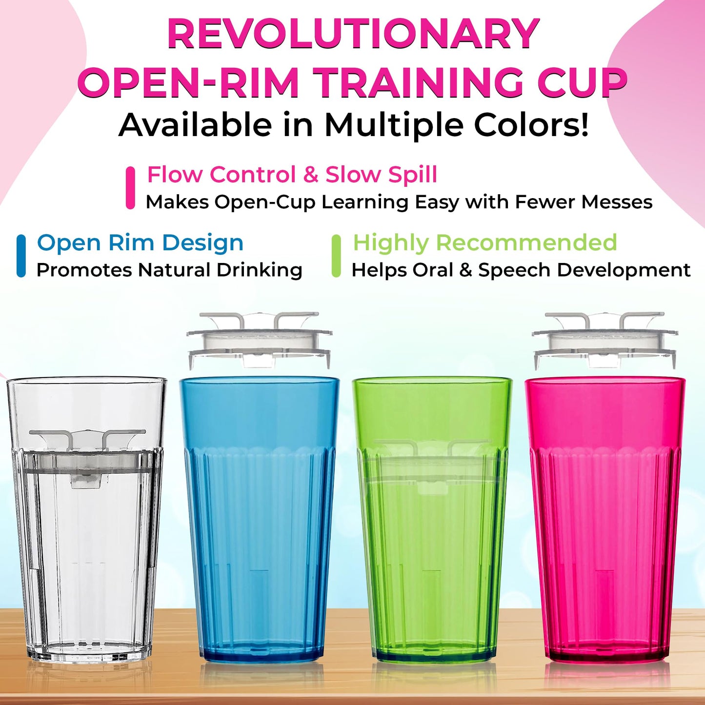 Reflo Smart Cup Bundle (Blue 1-Pack) Montessori Weaning Training for Toddlers, Slow-Spill Open-Cup Design, 360 Rim Flow-Control, Made in USA, BPA-Free, E-Guide via QR Code