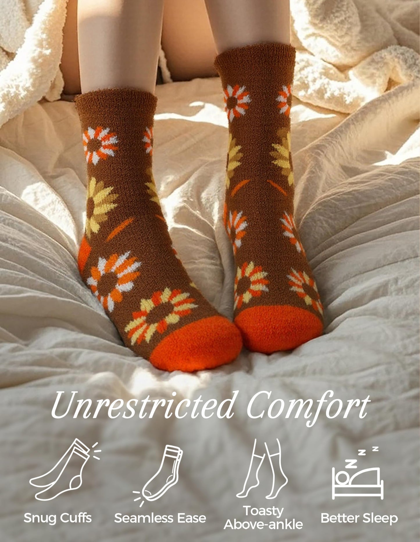 TEHOOK 4X Thicker & 2X Softer Fuzzy Socks - Cozy Warm Fluffy Fall Socks - Halloween Gifts, Size 6-12