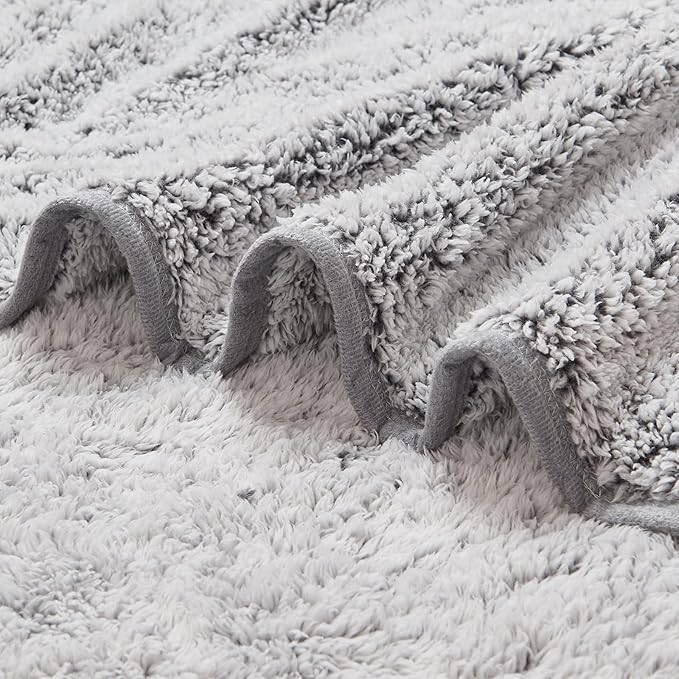 EMME Fuzzy Blanket Soft Fleece Throw Blankets for Women, Fluffy Sherpa Throws(Plush Grey,50"x60")