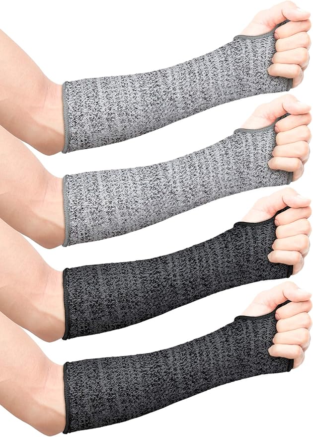 SATINIOR Cut Resistant Sleeves Protective Arm Sleeves Safety Arms Protection Sleeves with Thumb Hole for Garden Kitchen