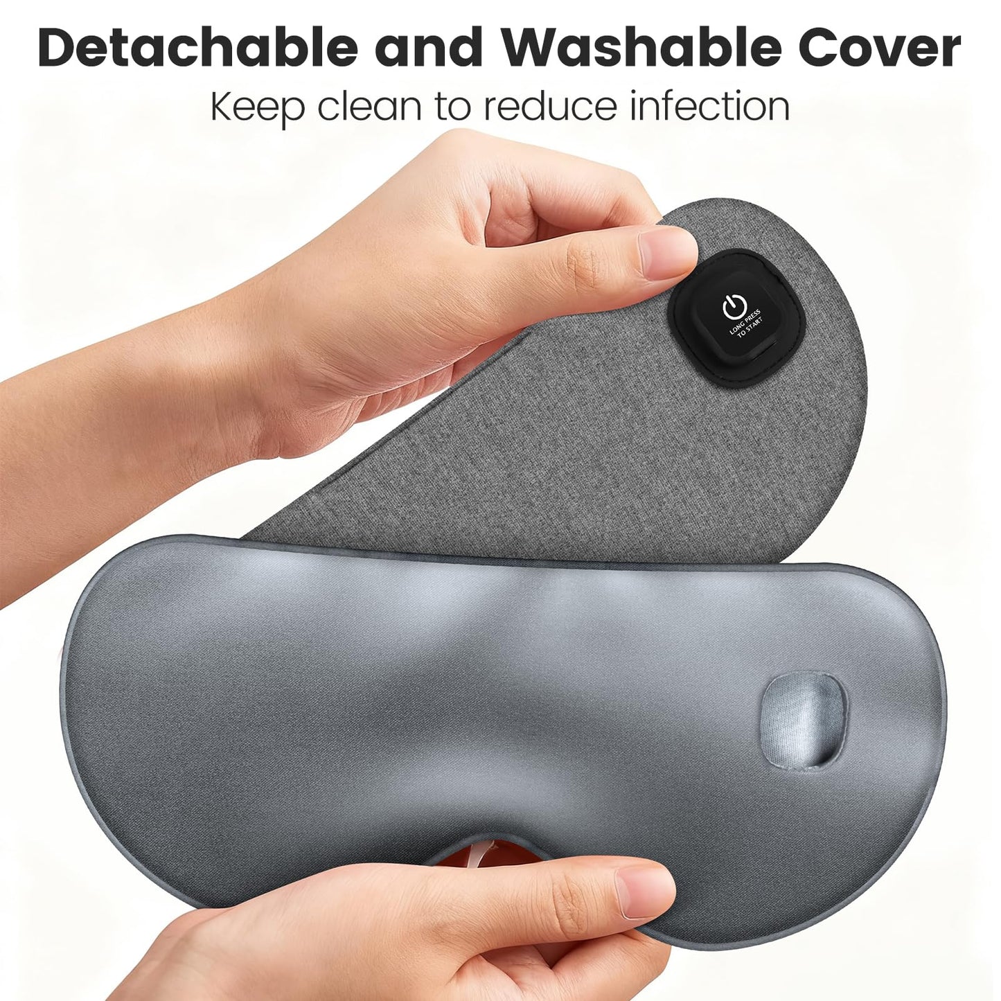 Cordless Heated Eye Mask for Dry Eyes, Blocking Light Warm Compress Rechargeable, 1000mAh Electric Eye Heating Pad for Sleeping, Washable Silk Heat Sleep Mask with 3 Temperature Settings, Grey