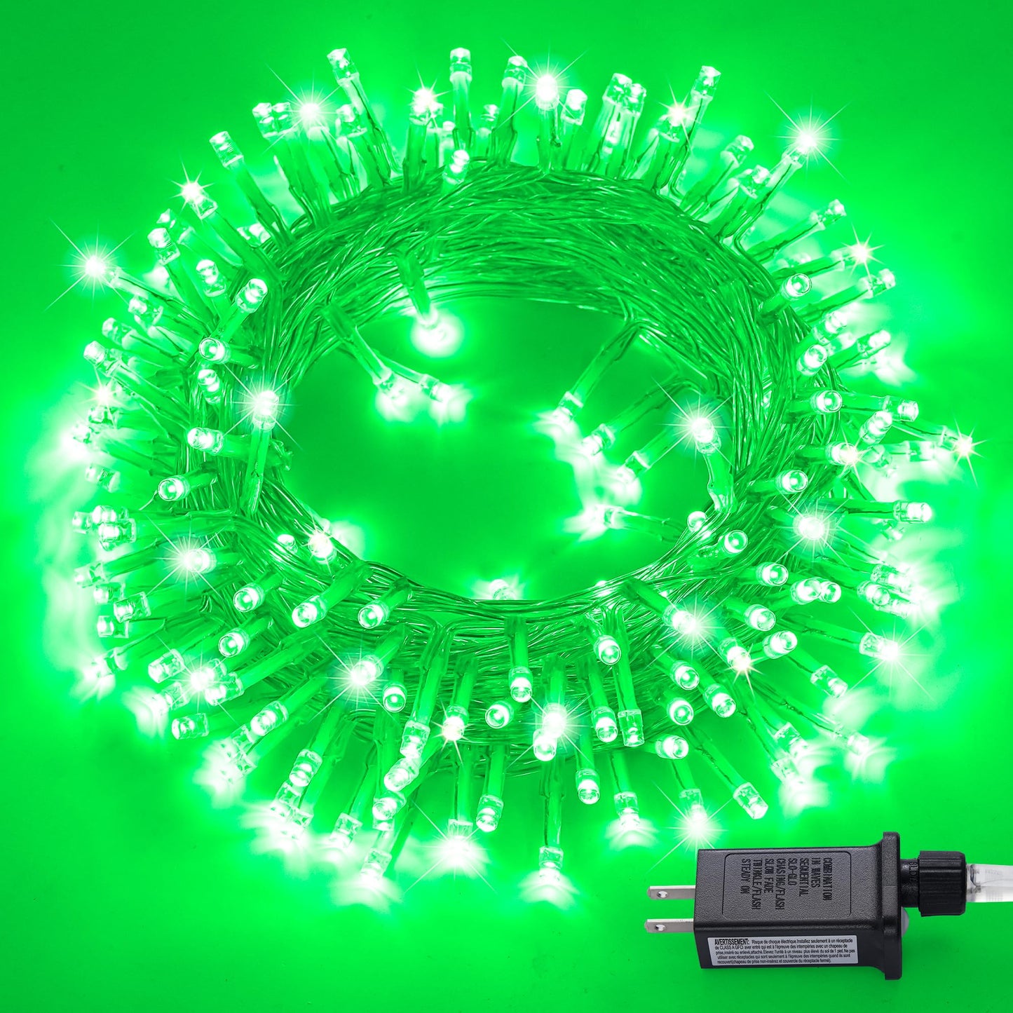 JMEXSUSS Green String Lights, 150 LED Connectable, 59ft, 8 Modes, Indoor/Outdoor Christmas/Halloween Decor