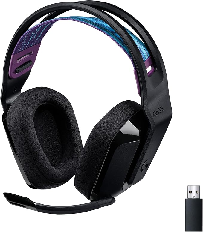 Logitech G535 Lightspeed Wireless Gaming Headset - Lightweight on-Ear Headphones, flip to Mute mic, Stereo, USB Rechargeab...