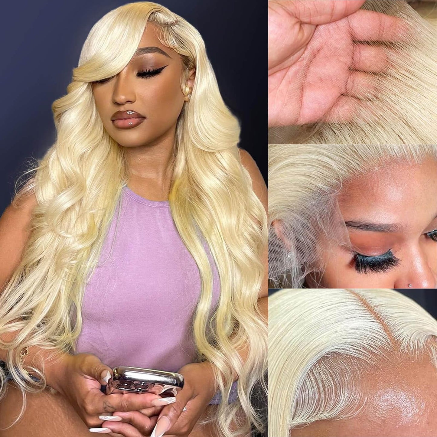 JIEDAOKOU 613 13x6 Lace Front Wig Human Hair 38 Inch Blonde Wig Human Hair 613 HD Lace Frontal Wig 13x6 200 Density Body Wave Bl