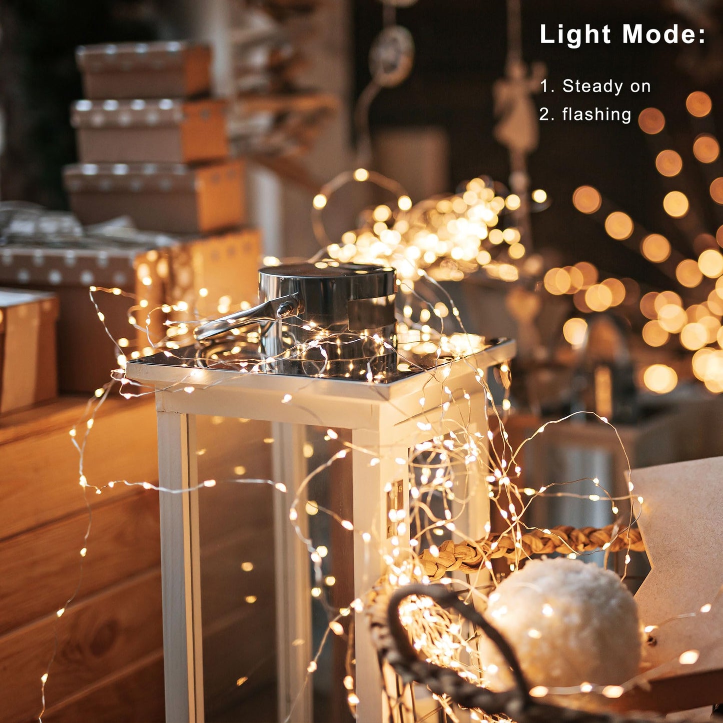 Echosari Fairy Lights - 50 Led Copper Wire Twinkle Lights, 16.4Ft, Warm White, 2 Lighting Modes For Christmas, Wedding, Dorm, Holiday Decor