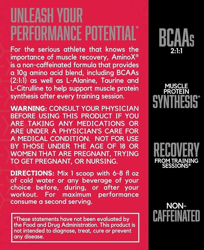 BSN Amino X Muscle Recovery & Endurance Powder with BCAAs, 10 Grams of Amino Acids, Keto Friendly, Caffeine Free, Flavor: Fruit Punch, 70 servings (Packaging may vary)