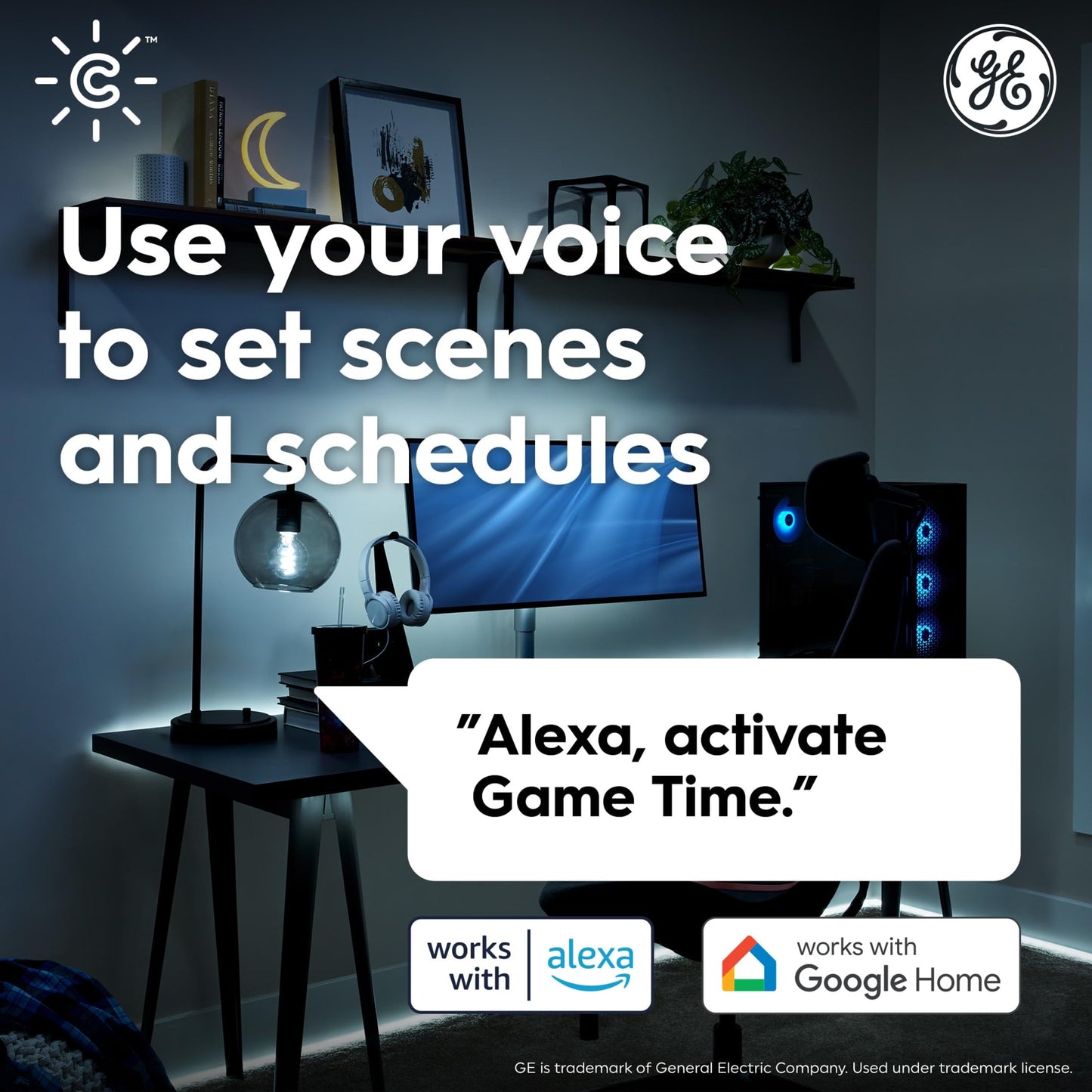 GE CYNC Smart LED Light Bulbs, Color Changing, Bluetooth/Wi-Fi, G25 Globe, 2 Pack, Full Color, Plastic