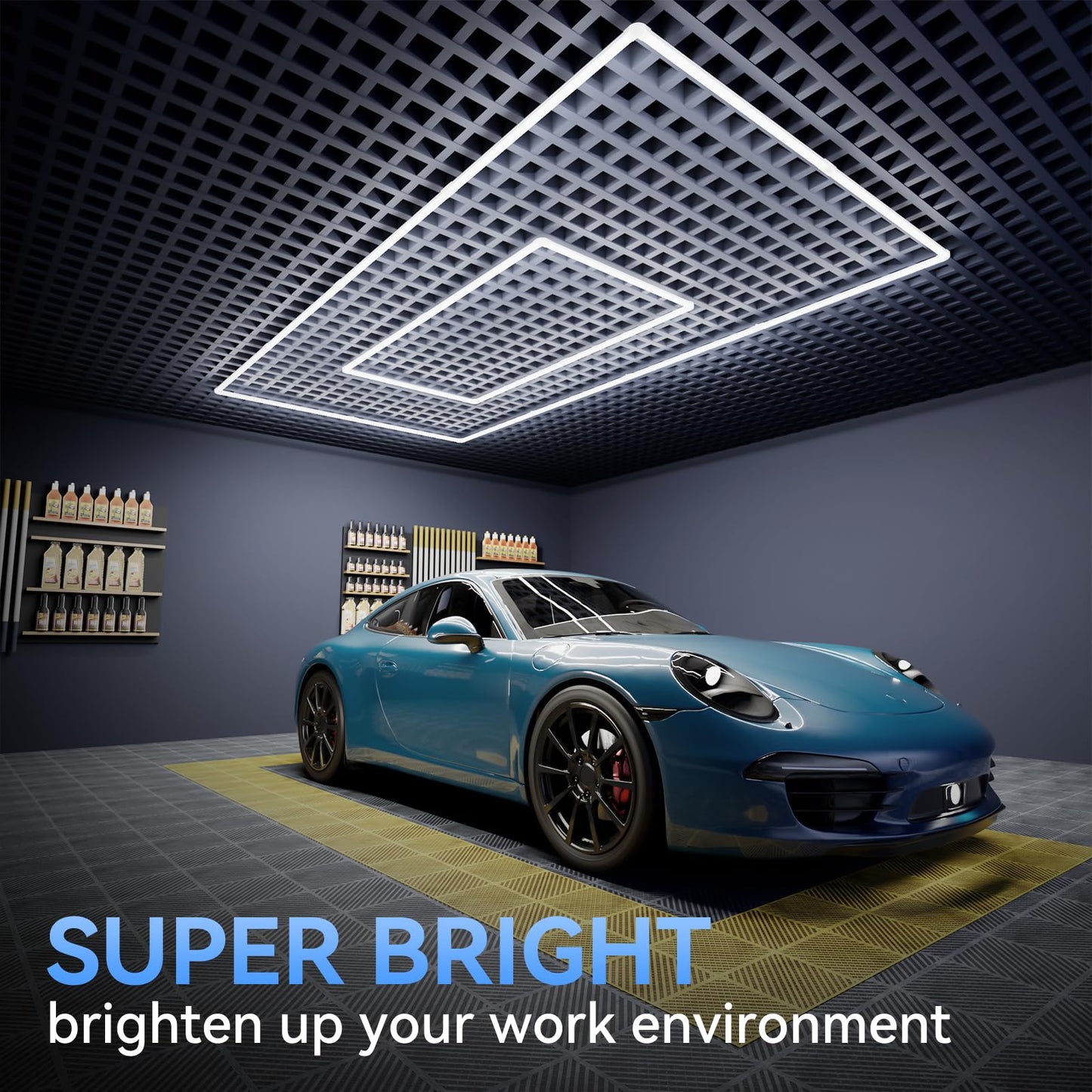 Lzhome Led Garage Lights Fixture: High Brightness 39000Lm Led Garage Lighting Ceiling Led Light  Updated 44.8 Inch Large Size Rectangle Light For Garage Shop Workshop Gym Car Detailing