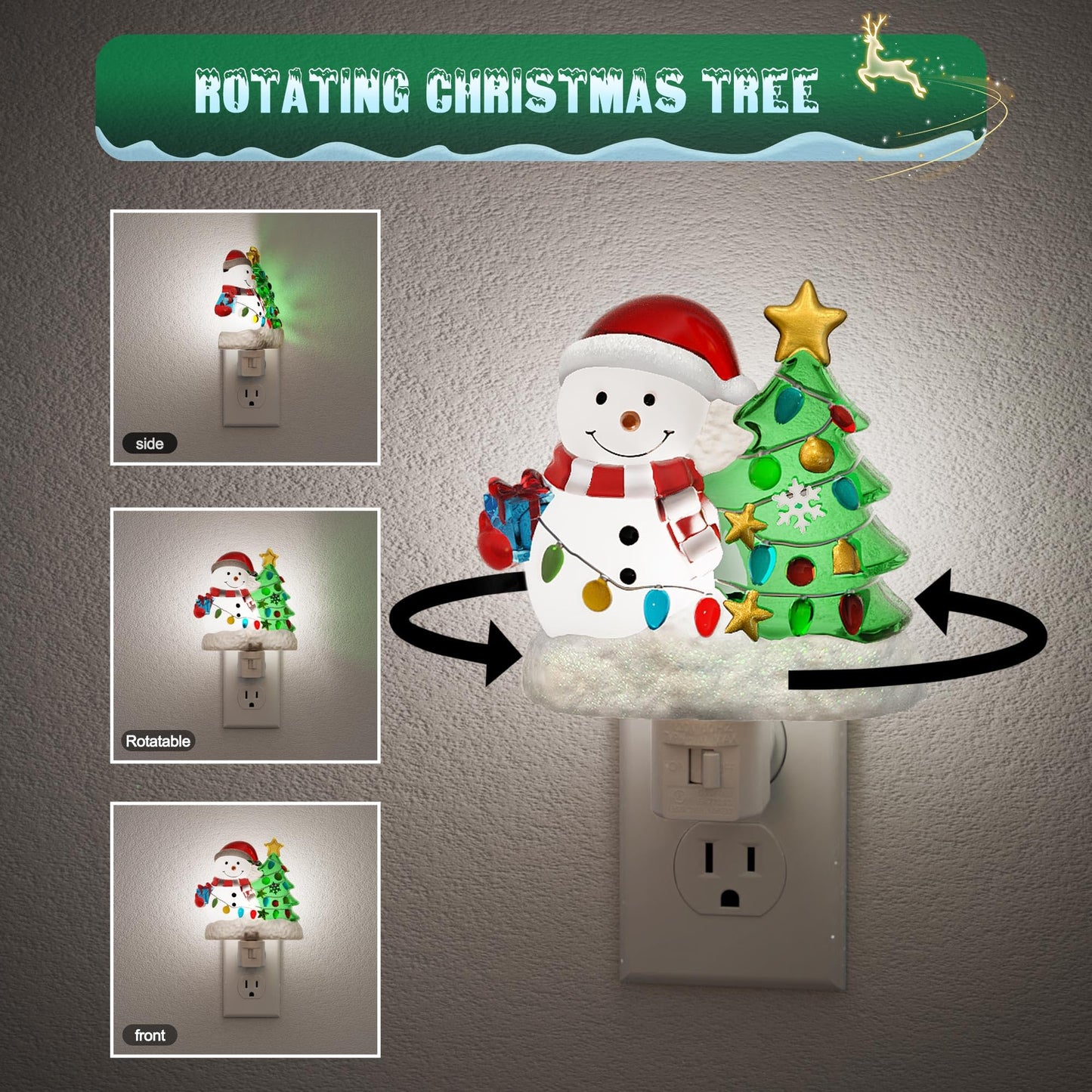 Jandcase Christmas Tree & Snowman Night Light  5000K Night Lights Plug Into Wall Cute & Funny Christmas Night Light For Kids  Nightlights With 360?Rotatable For Home Party Decor 1 Pack