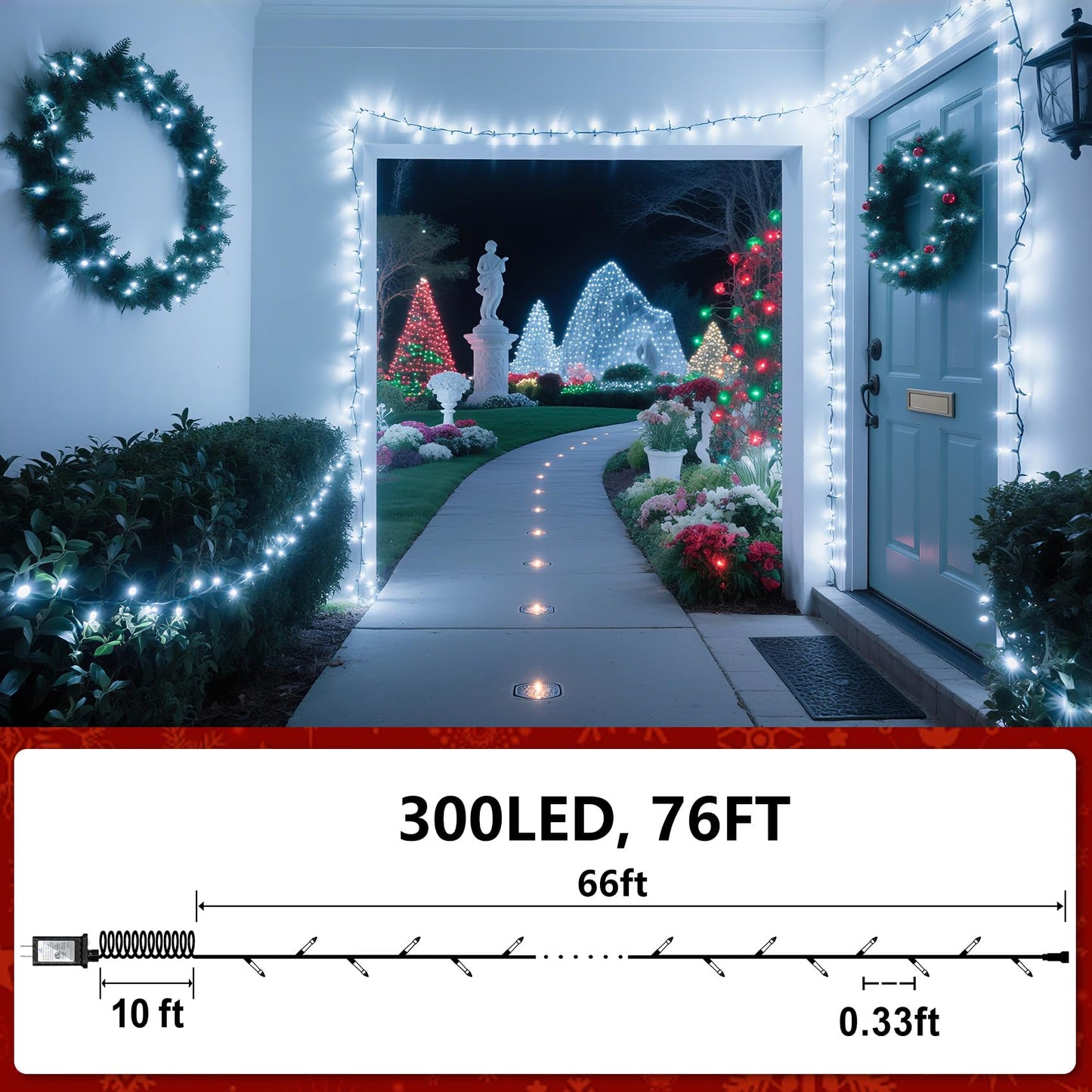 300 Led Indoor String Lights With 12 Modes  Green Wire Connectable Christmas Tree Lights With Timer  Dimmable Twinkle Fairy Lights  75Ft Led Lights For Bedroom Outdoor Home Patio Party  Cool White