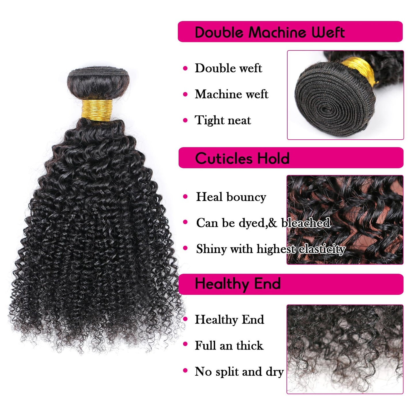 huarisi 100% Unprocessed Brazilian Afro Curly Human Hair 2 Bundles 10A Human Hair 10 12 Inch Curly Virgin Weave Bundles Hair Ext