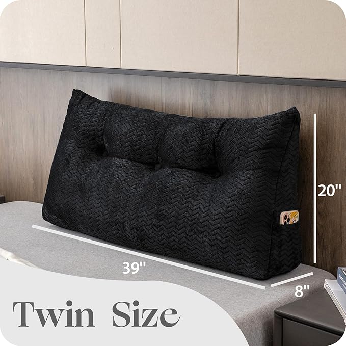 Large Bolster Triangular Headboard Wedge Backrest Positioning Support Bed Rest Reading Pillows Headboard Wedge Pillows for Day Bed Bunk Bed with Removable Cover