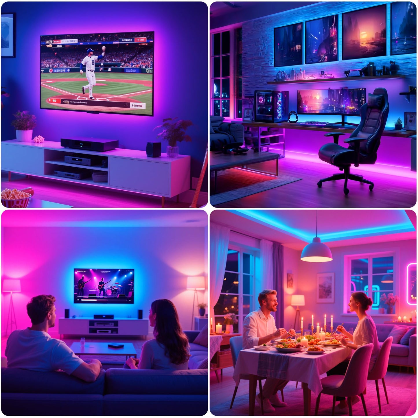 Pangton Villa Led Strip Lights 8.2Ft For 40-60In Tv, Rgb Usb Backlight Kit With Remote, 5050 Leds Bias Lighting