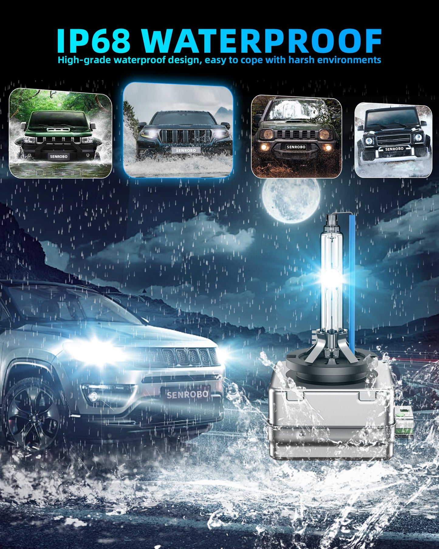 SENROBO D3S HID Xenon Headlight Bulbs, 8000K Blue White, Pack of 2, Compatible with Buick Enclave, Envision, LaCrosse, Regal