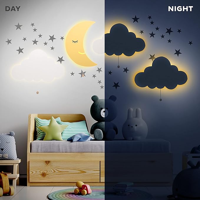 Lumipets Lighted Balloons, Nursery Night Light, Wall Mounted Lighted, Battery Operated Cloud Light Sign–Lightweight Kids Night Light for Babies, Toddlers, Kids - 17.7 x 11.2 x 1.5-in