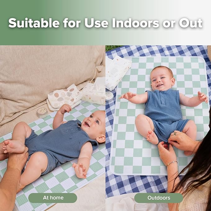 haakaa Waterproof Changing Pad Liners, 100% Cotton, Soft & Breathable (1pc, 19.5" x 27.5" Checkered Days)