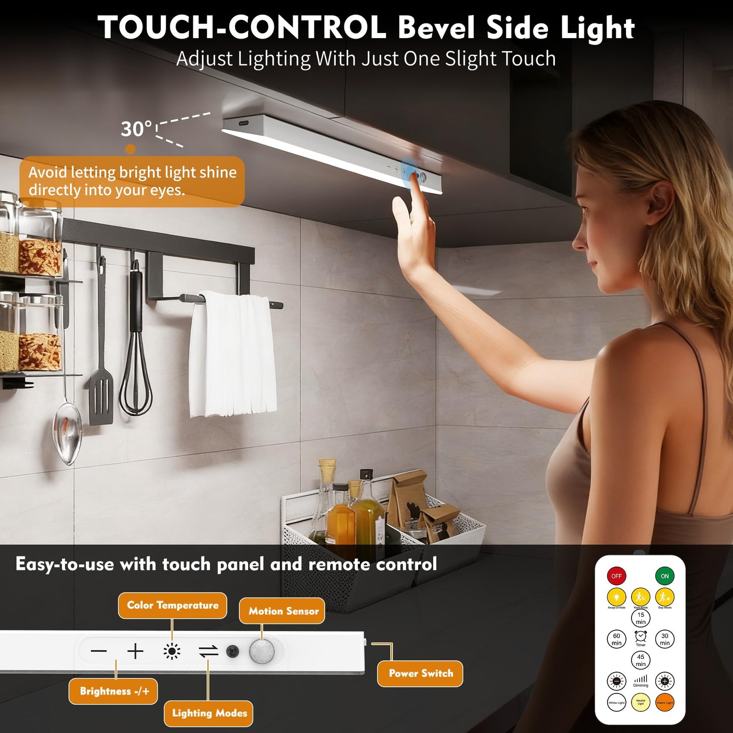 160Leds Touch-Control Under Cabinet Lighting W/4000Mah Battery  Cordless Motion Sensor Under Counter Lights For Kitchen  Magnetic Rechargeable Closet Lights - 3Pack/White  2025 Fall
