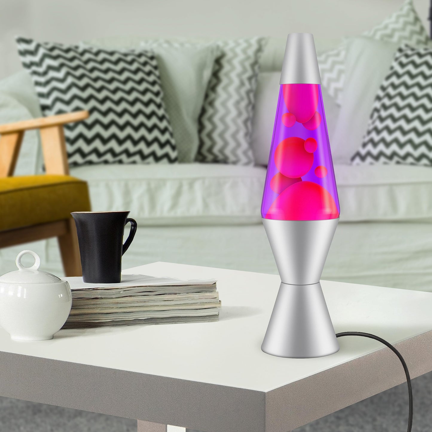 Lava Classic Motion Lamp 2121, 14.5-Inch, Pink/Purple, Glass, Silver