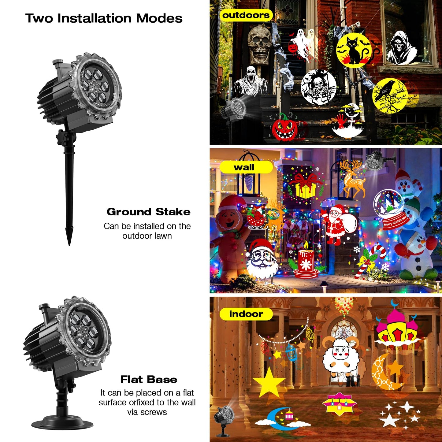 Peakclouds Christmas And Halloween Projector Lights Outdoor Holiday Decoration For Christmas  Halloween  Easter  Independence Day  Thanksgiving  New Year & Birthday Parties