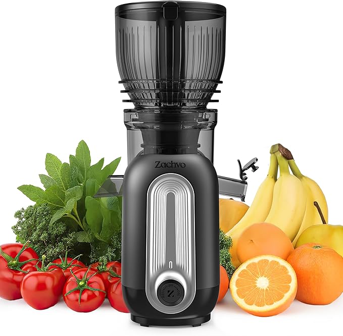Cold Press Juicer Machines, 5.8" Large Feed Chute Slow Masticating Juice Maker for Whole Vegetable and Fruit, Easy to Clean, 300W High Juice Yield - MP-802M (Black)