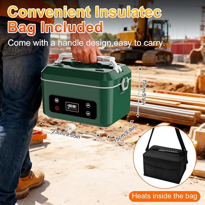 Cordless Electric Heated Lunch Box,Pro 24000mah Heated Lunch Box,Battery Powered, 1.2L Portable Food Heater-3D-5 Side Heating-Intelligent Temperature Control,Suitable For Trucks,Offices,Travel