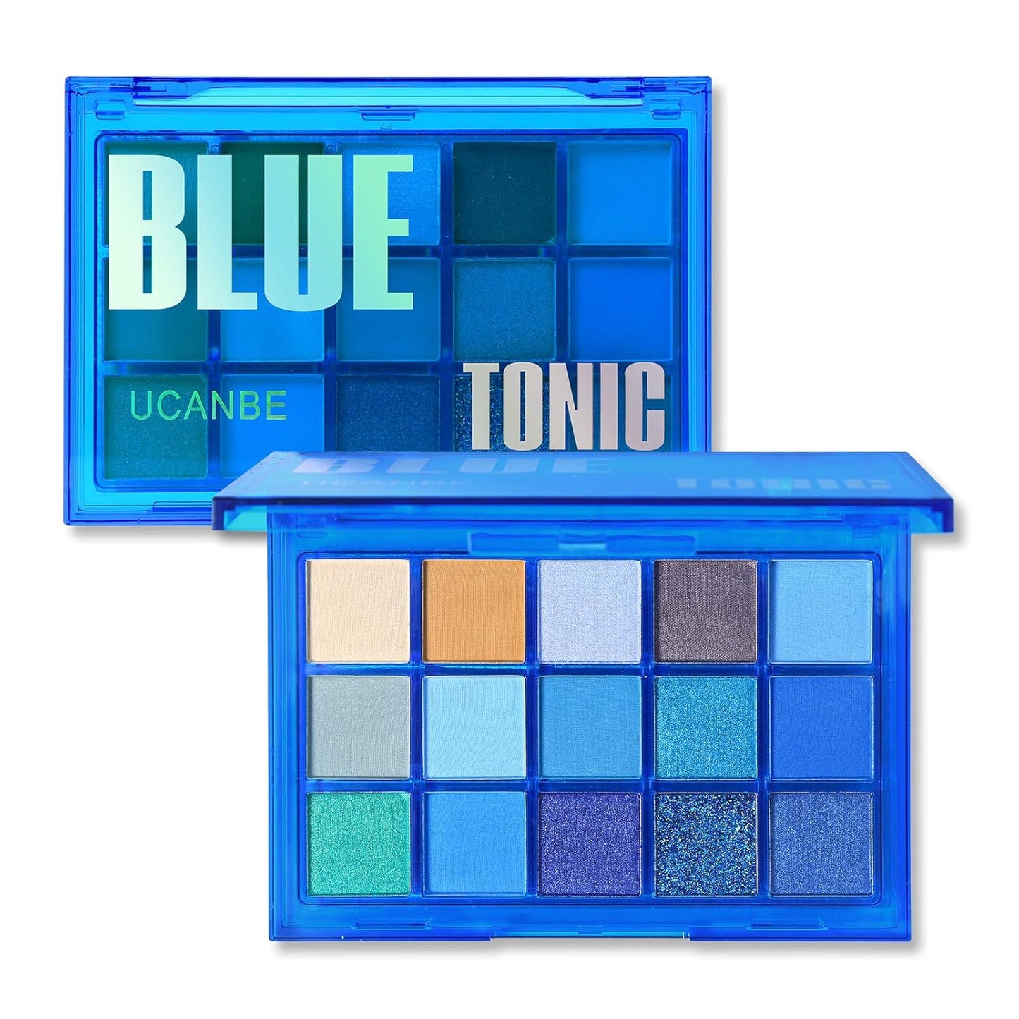 UCANBE Bright Neon Eyeshadow Makeup Palette-15 Shades High Pigmented Purple Blue Yellow Shimmer Matte Glitter Metallic Eyes Shadow Colorful Vibrant Creamy Make Up Pallets Kit - Blue Tonic…
