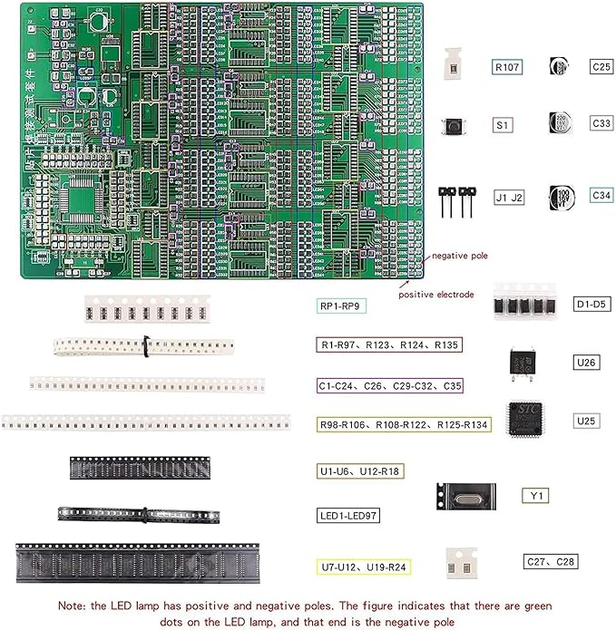 Gikfun Advanced SMD/SMT Soldering Practice Kit, DIY Electronics Training Board with Components EK8489