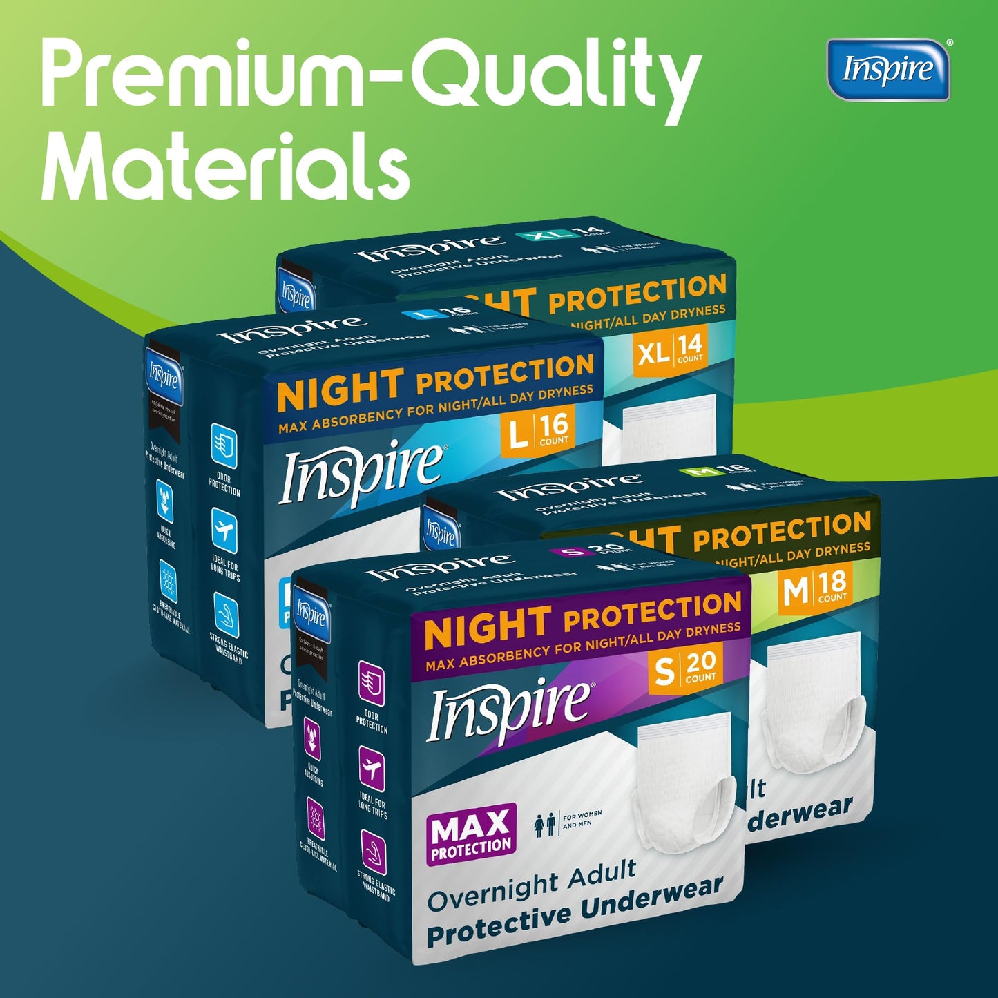 Inspire Adult Diapers Women or Men - MAX Absorbency | Our Most Absorbent and Dry, Incontinence Underwear for Women or Men | Leak Proof Diaper Overnight or Daytime for Heavy