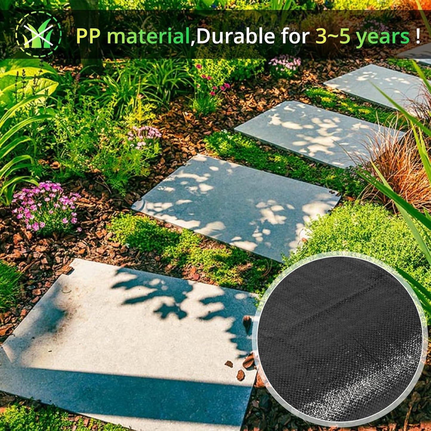 GOTGELIF 4×300FT Heavy Duty Weed Barrier, 3.2oz Premium Garden Weed Barrier Fabric, Ground Cover for Gardening, Farming, Landscape