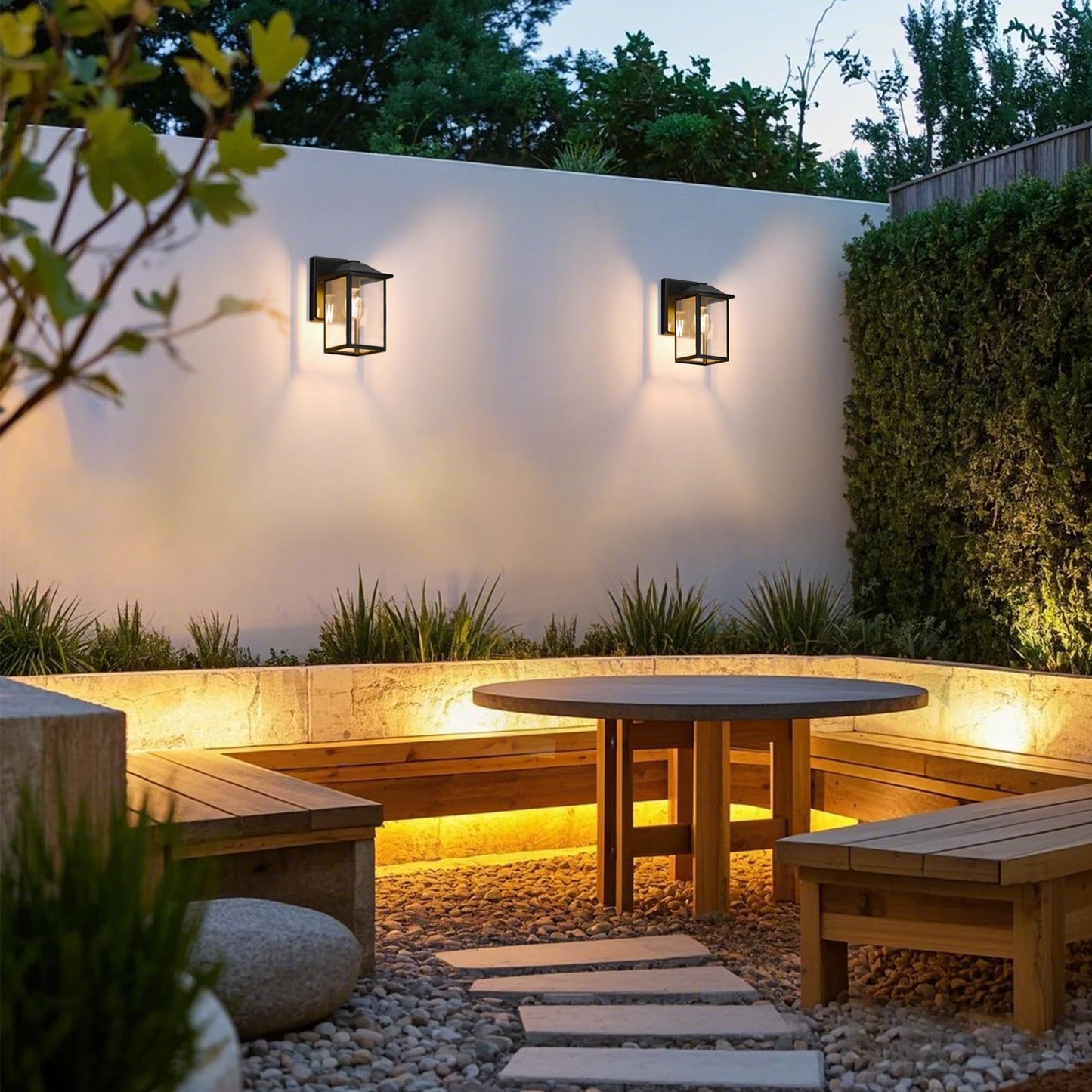Matameye Outdoor Wall Lantern  Exterior Waterproof Wall Sconce Lighting Fixture  Black Front Door Light With Glass  Anti-Rust Porch Lamp