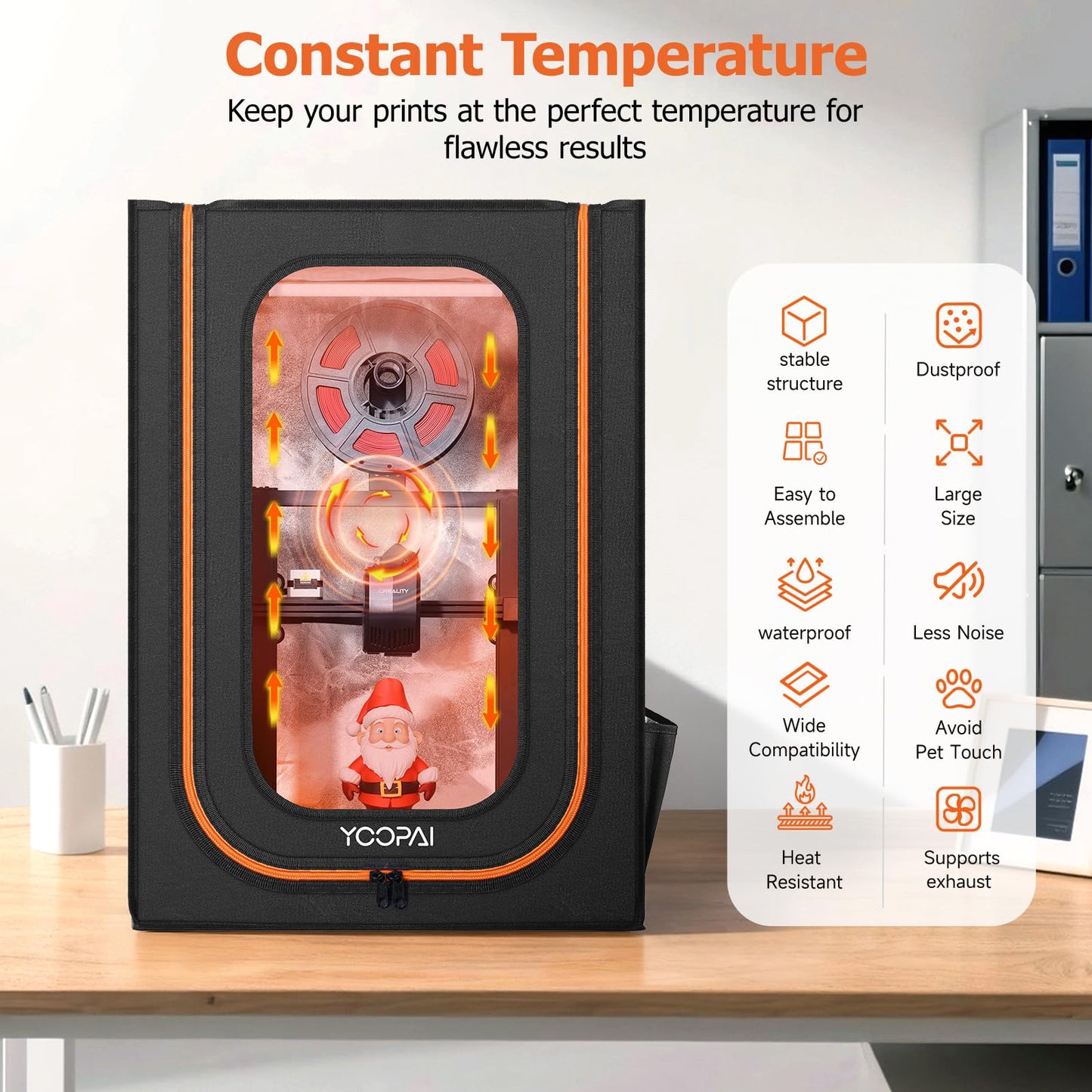 3D Printer Enclosure with LED Lighting, Fireproof Dustproof Tent Constant Temperature Protective Cover for Creality Ender 3 V3 SE/KE/Ender 3/Ender 3 Pro/Ender 3V2/Ender 3S1/Neo/Anycubic Elegoo, Medium