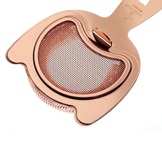 Barfly Fine Mesh Spring Strainer, Copper Plated