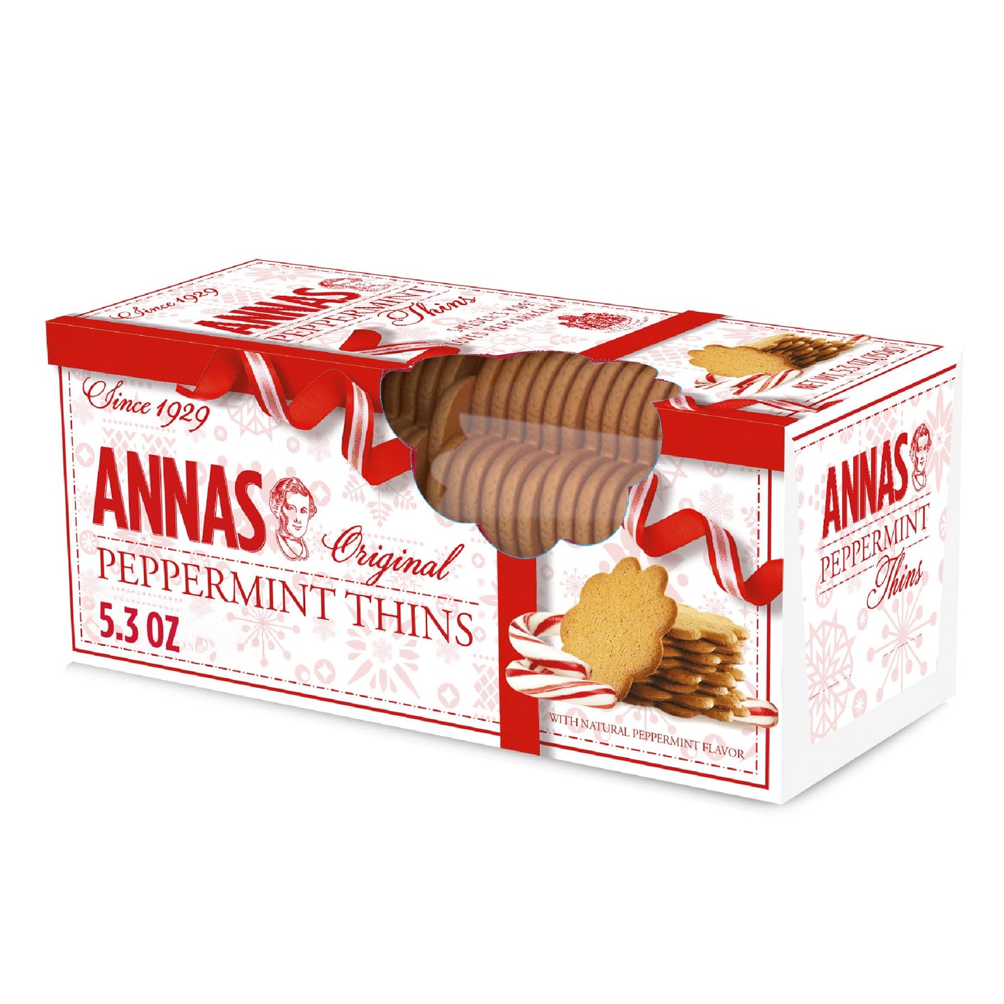 Annas Thins - Peppermint Pepparkakor - 5.25 Ounce (Pack of 1) non GMO + Vegan