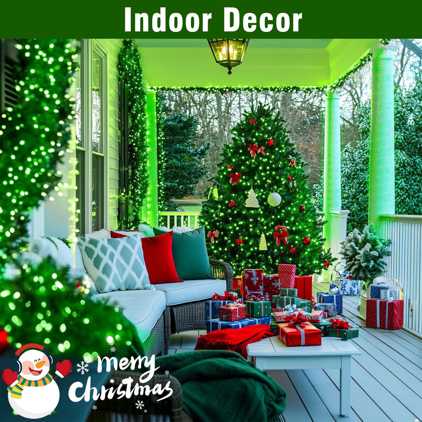 Nisocy 66Ft 200 Led Green String Lights With Green Wire  Waterproof Christmas Tree Fairy Lights With 8 Modes  Indoor Outdoor Seasonal Decorative Lighting For Holiday  Party  Garden