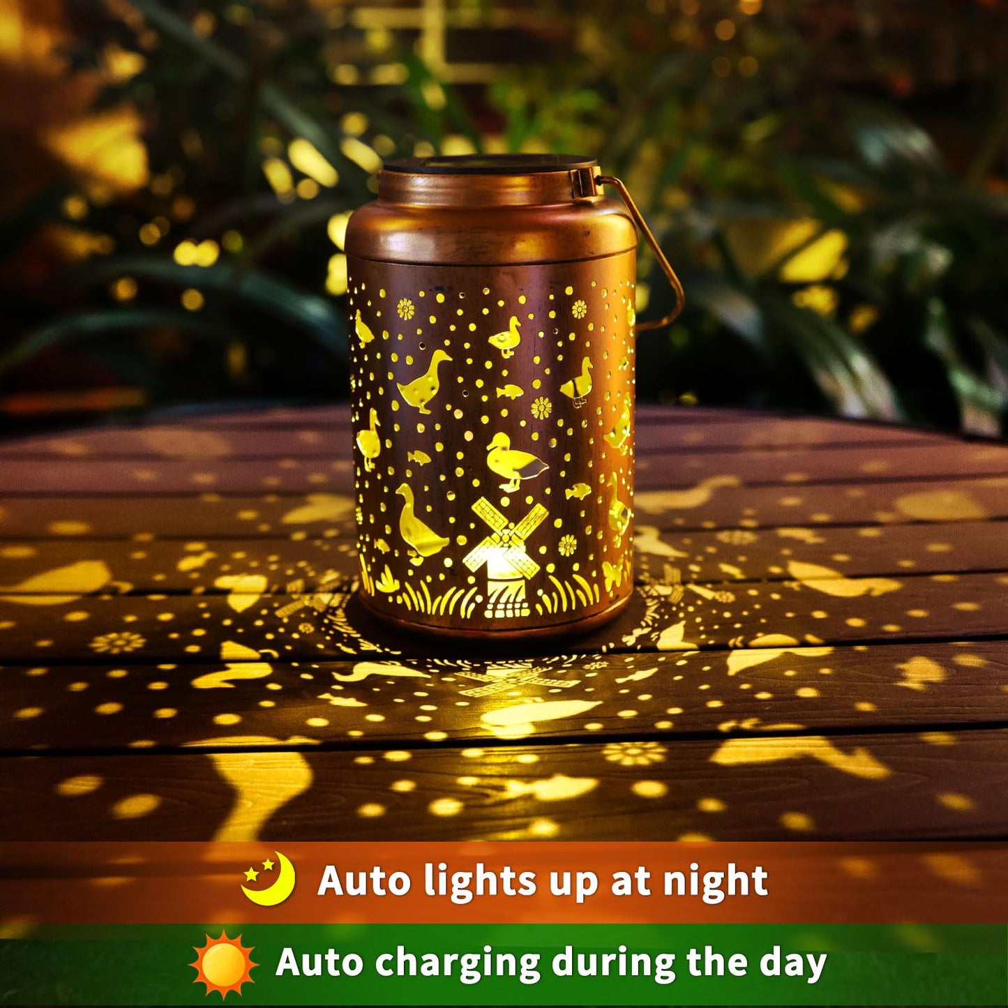Duck Solar Lanterns Outdoor Waterproof Hanging Solar Lights Duck Garden Decor Gifts For Women Men Metal Lantern Decoration Outside For Yard  Patio  Backyard  Porch  Pathway  Lawn