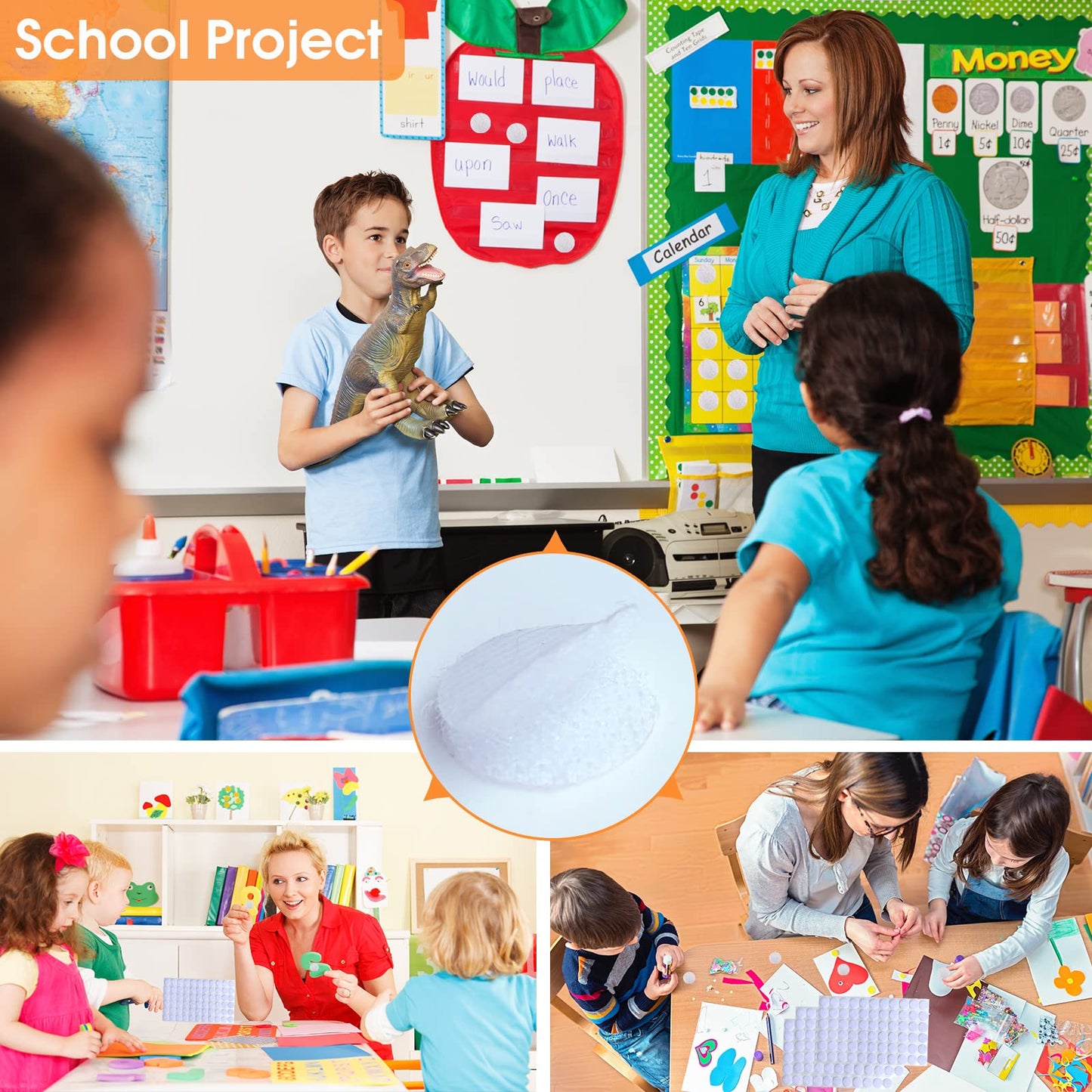 White Self Adhesive Dots for Classroom: 0.59" 1000Pcs Strong Sticky Back Round Hook Loop Circles - Removable Small Stickers for Arts Crafts School Organization