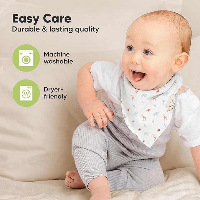 8-Pack Organic Baby Bandana Bibs for Boys, Girls - Super Absorbent Triangle Baby Bibs for Drooling and Teething Infant, 100% Cotton Extra Soft for Newborn, Infant 0-36 Months (Toy Land)