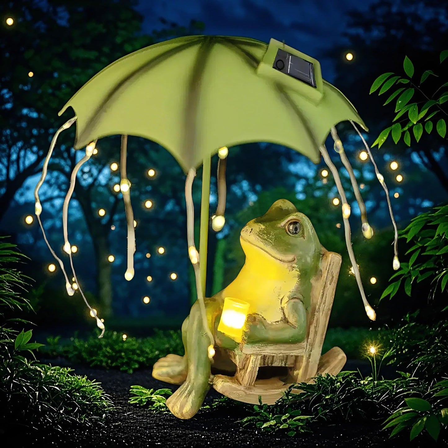 Yiilead Frog Garden Statue  Solar Garden Frog Decor  Fairytale Courtyard Accessories Outdoor Figurine Lights  Art Housewarming Gift For Patio Yard Lawn Ornament