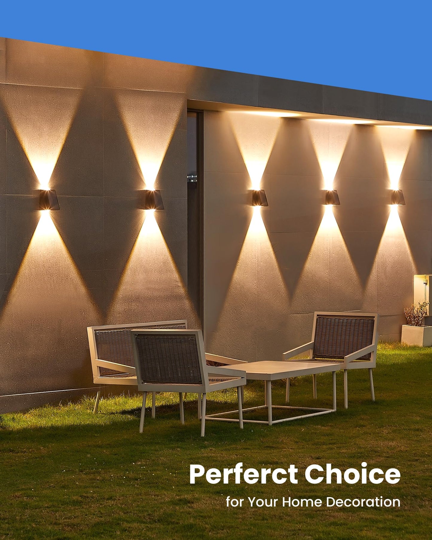 LUHLEE Solar Wall Lights, 2000mAh, IP65 Waterproof, 3000K Warm White, Up/Down Lighting, 4-Pack, Model MDC150405