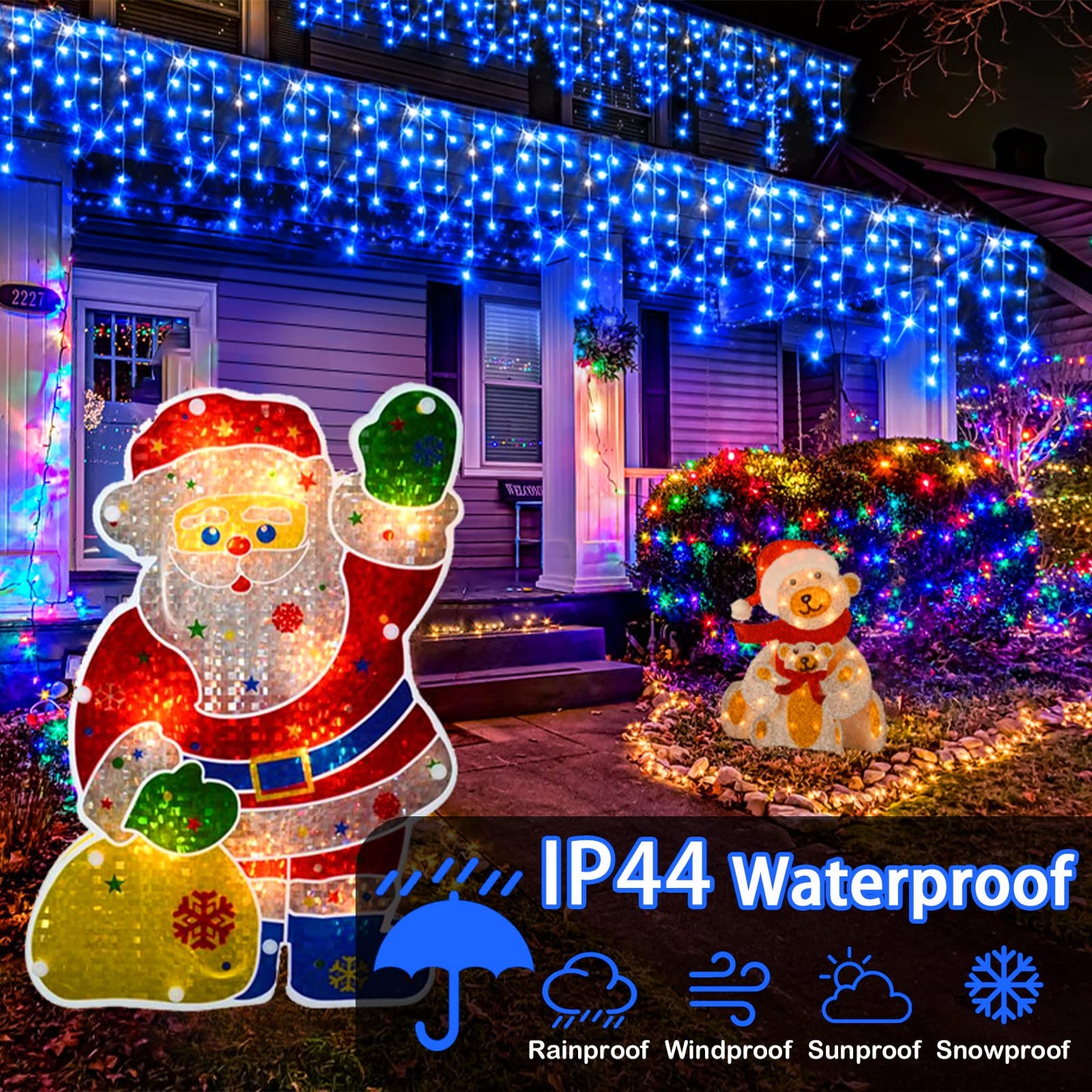 Hezbjiti 800 LED Outdoor Christmas Lights, 65.6 FT, 8 Modes, Blue Fairy String Curtain Lights for Indoor/Outdoor Decor