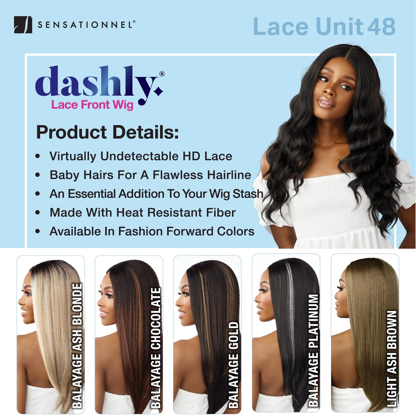 Sensationnel Dashly Lace Front Wig - Unit 48 Hand Tied Laceparting Ear to Ear Synthetic (BALAYAGEGOLD)
