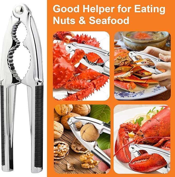 Crab Crackers and Tools, 3 Pcs Crab Crackers with Non-slip Handle, Lobster Crackers and Tools, Seafood Tools Set, Nut Cracker Set, Home Restaurant Kitchen Tools, Black