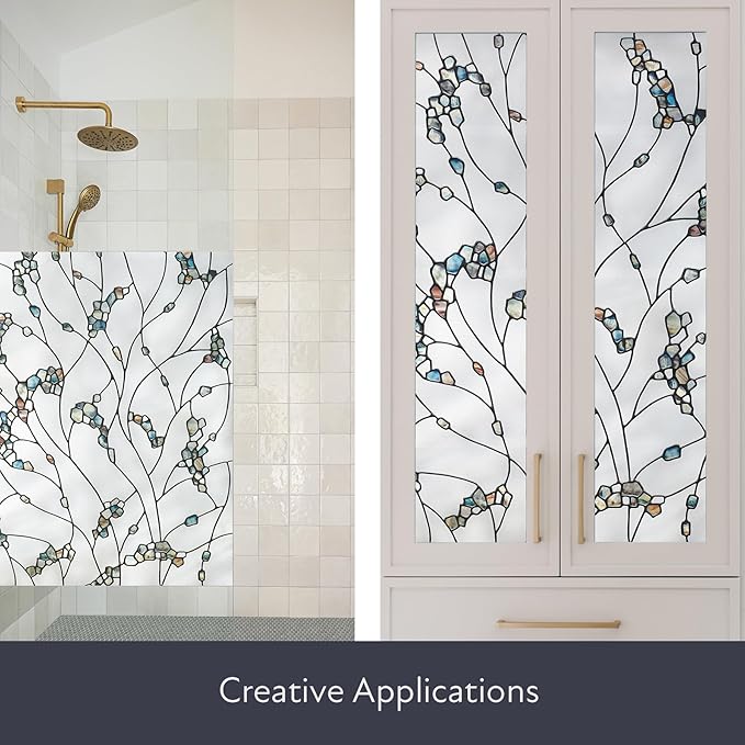 Artscape Elements | Privacy Window Film with Vibrant Colored Pattern | Non-Adhesive & UV Protection | Easy to Apply & Removable | 24 x 36 Inches | Made in USA