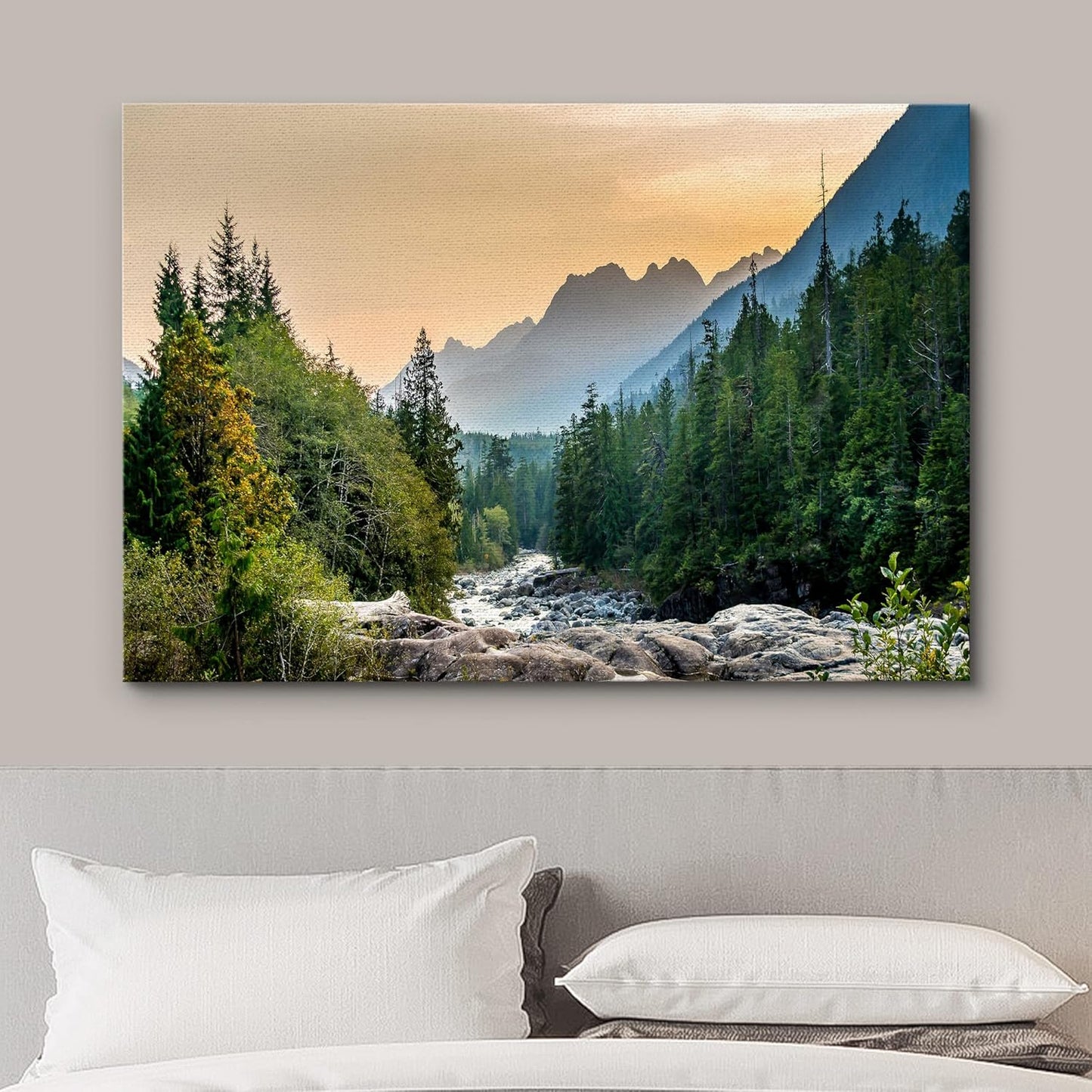 wall26 Canvas Print Wall Art Woodland Nursery Decor Colorado Forest River Rapid Rock Mountain Nature Wilderness Earth Scenery Rustic Scenic Landscape for Living Room, Bedroom, Office - 24"x36"