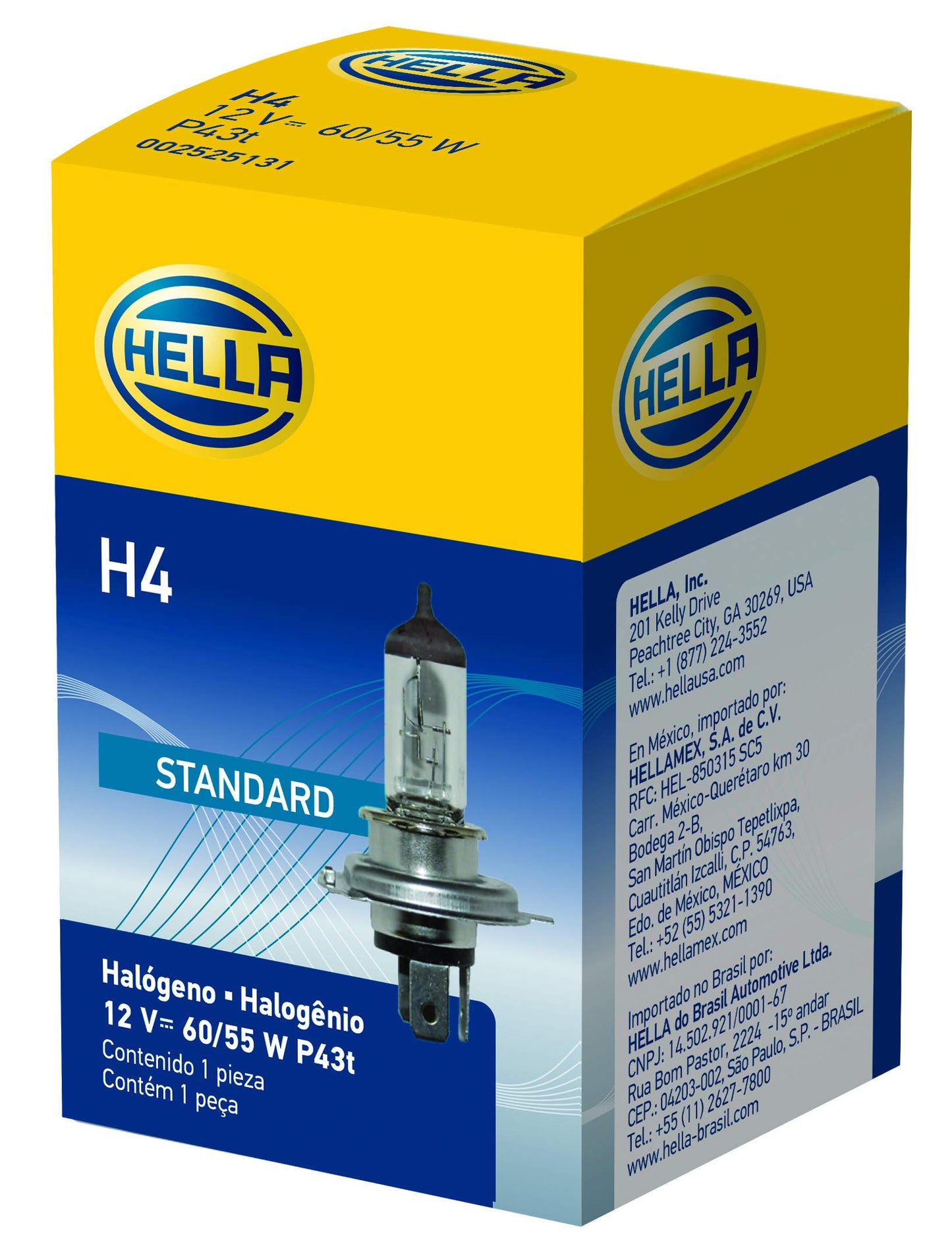 Hella H4 Halogen Bulb, 12V 60/55W, Glass, Multi Color, 1 Count