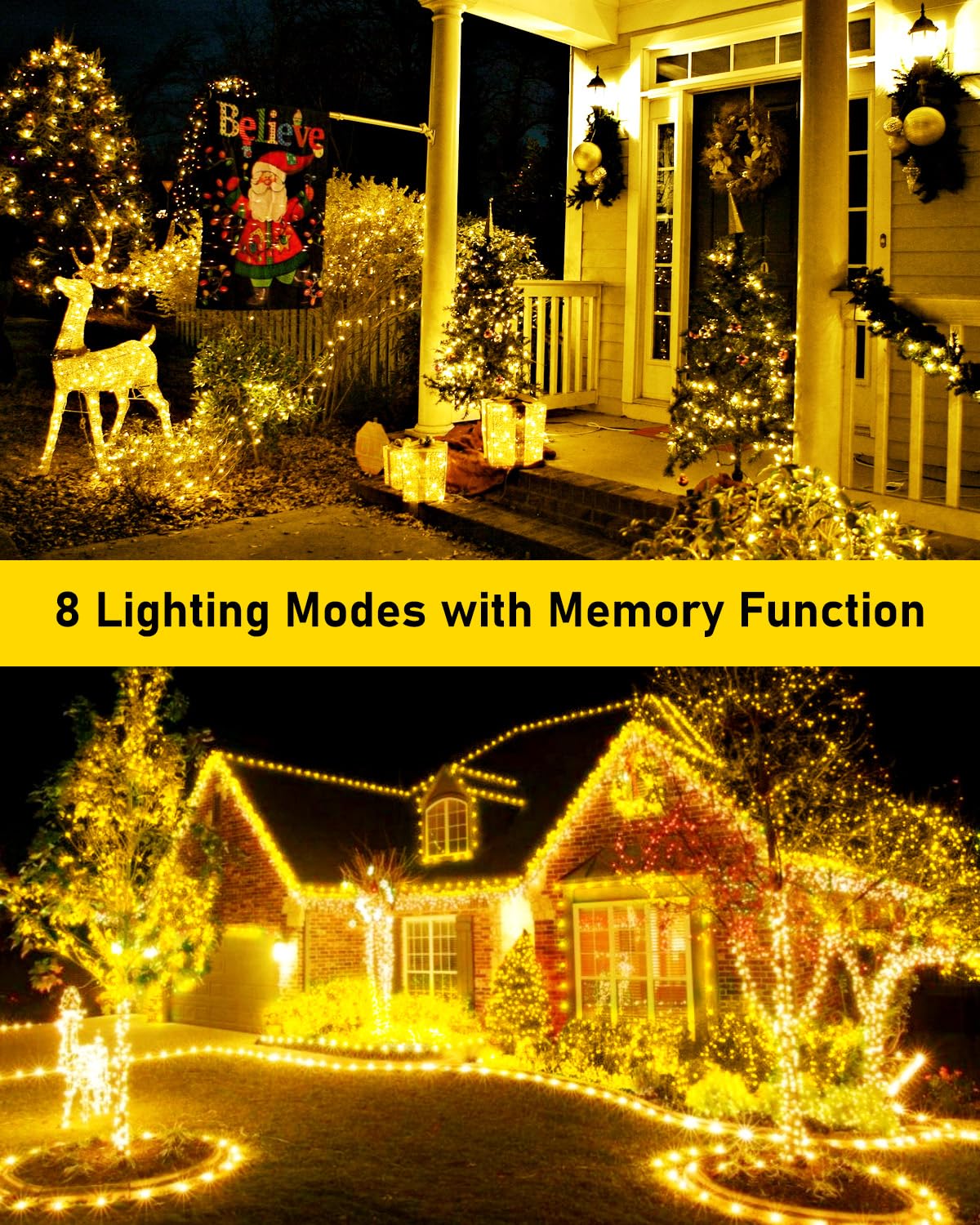 KNONEW 100FT Outdoor Christmas Fairy Lights, 300 LED, Waterproof, Warm White, Model 68KN-168LIG-NIU