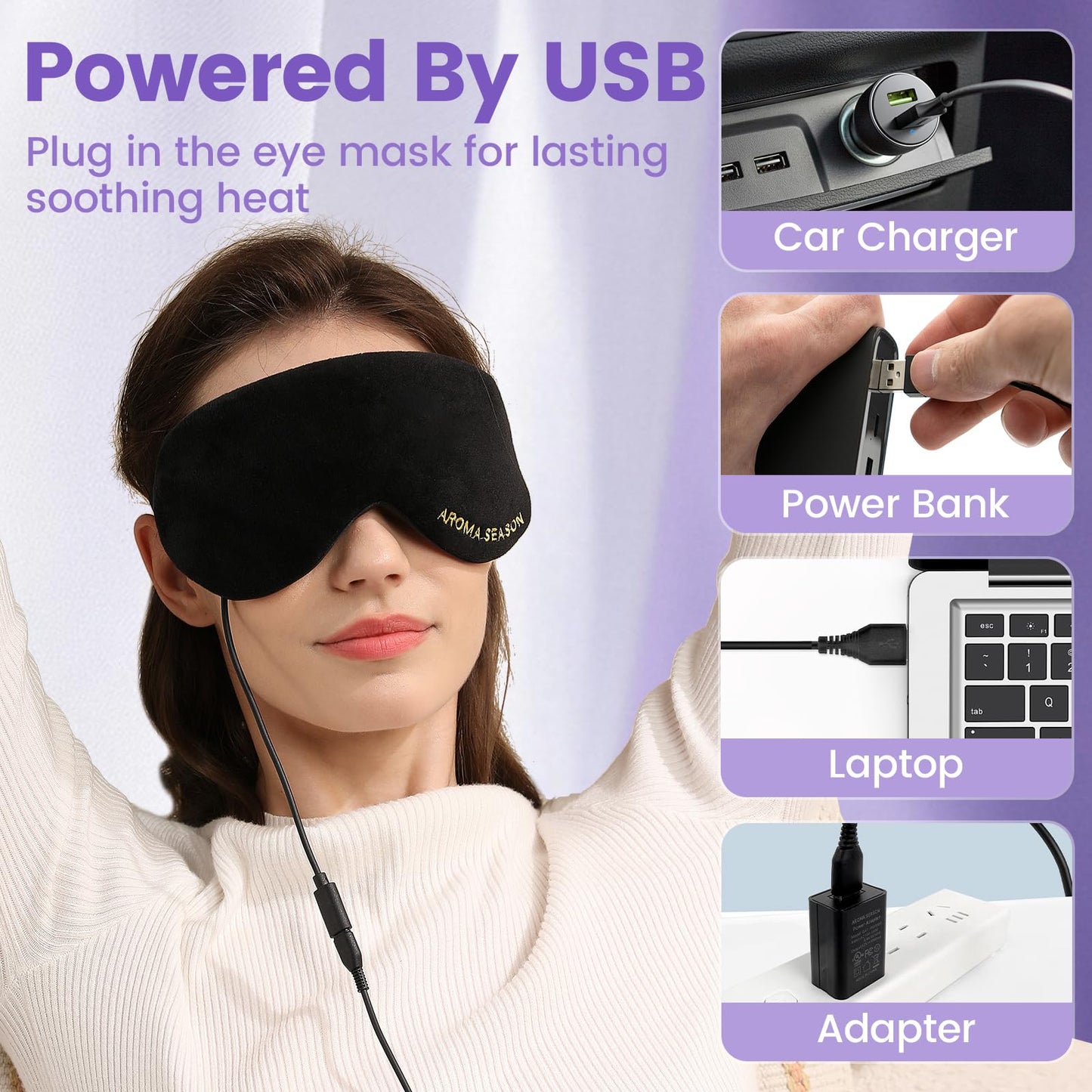 Aroma Season Heated Eye Mask, Warm Eye Compress for Dry Eyes MGD Stye Blephartitis Sinus Migraine, Graphene Heating Element with Natural Lavender Pack (Black)