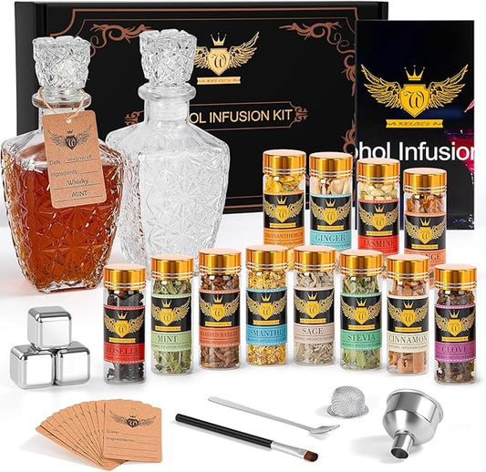 JenChrysm Whiskey Infusion Kit - Alcohol Infusion Kit to Make Your Own Flavored Drink, Whiskey Making Kit with Natural Ing...